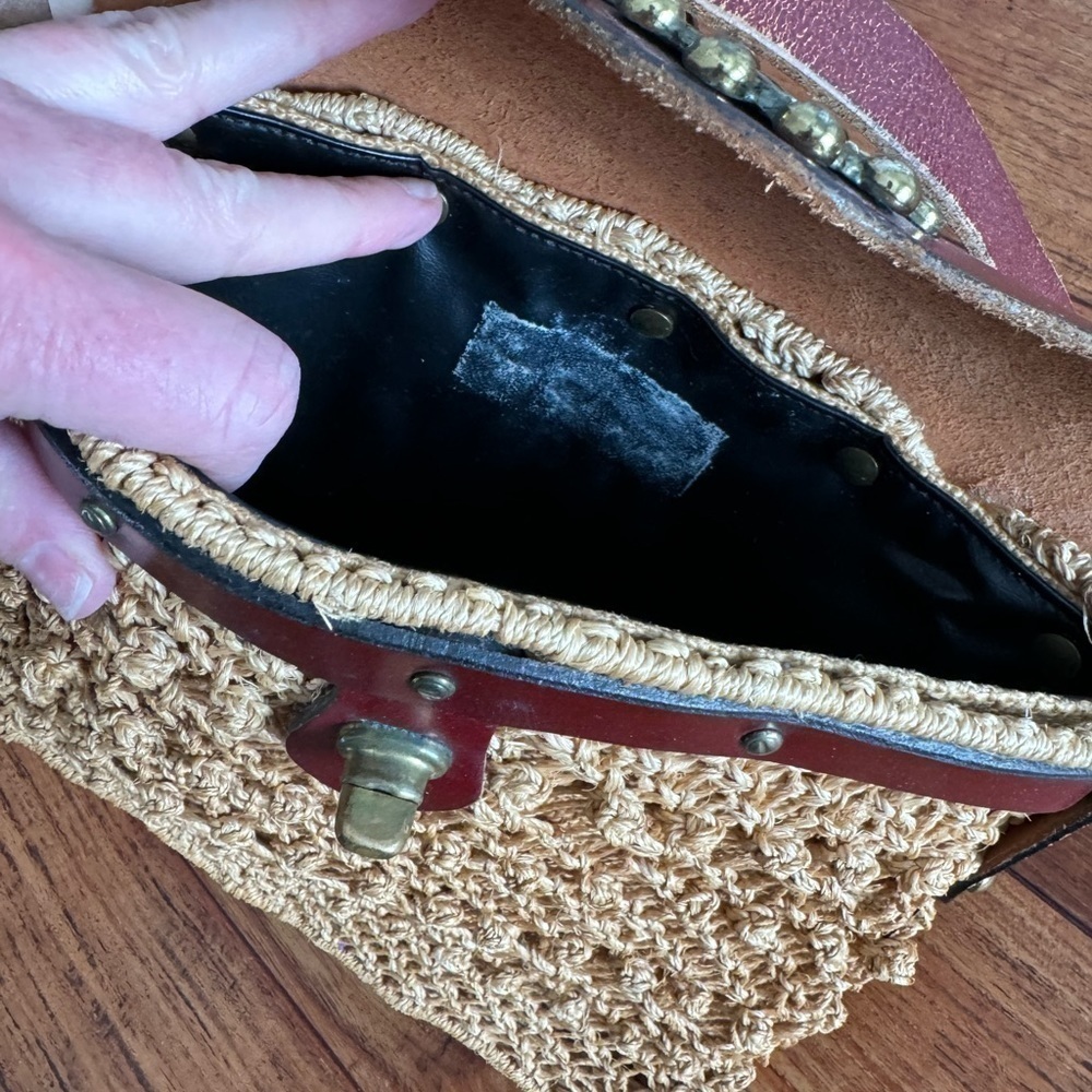 Vintage Unbranded Rattan/Leather Adjustable Strap Shoulder Bag - Picture 8 of 8